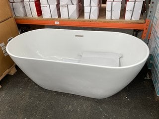 1600 X 750MM MODERN TWIN SKINNED DOUBLE ENDED FREESTANDING BATH WITH INTEGRAL CHROME SPRUNG WASTE & OVERFLOW WITH WASTE FITTINGS - RRP £1399: LOCATION - B2