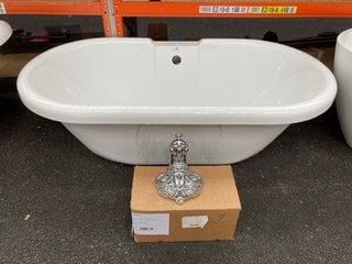 1500 X 780MM TRADITIONAL ROLL TOPPED DOUBLE ENDED FREESTANDING BATH WITH A SET OF CHROME CLAW & BALL FEET - RRP £989: LOCATION - B3