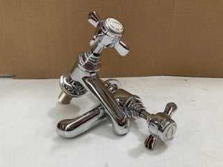 PAIR OF TRADITIONAL CROSSHEAD BASIN PILLAR TAPS IN CHROME - RRP £140: LOCATION - R3