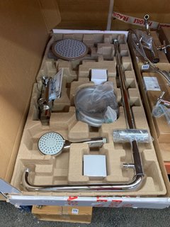 THERMOSTATIC BAR SHOWER VALVE IN CHROME WITH RISER RAIL, ROUND FIXED SHOWER HEAD, MULTI FUNCTION HANDSET & HOSE - RRP £695: LOCATION - R3