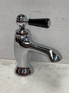 TRADITIONAL LEVER ACTION MONO BASIN MIXER TAP IN CHROME & BLACK - RRP £265: LOCATION - R3