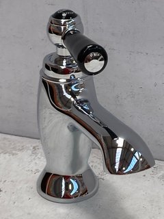 TRADITIONAL LEVER ACTION MONO BASIN MIXER TAP IN CHROME & BLACK - RRP £265: LOCATION - R3