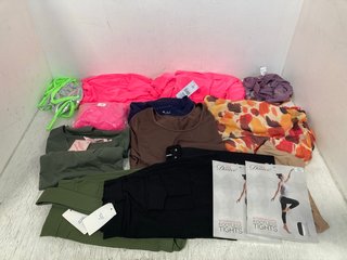 QTY OF ASSORTED LADIES CLOTHING IN VARIOUS SIZES TO INCLUDE REEBOK MATERNITY LEGGINGS IN BROWN - SIZE UK S: LOCATION - WH8