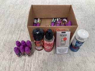 QTY OF ASSORTED VAPE JUICE TO INCLUDE OVA NEO 3 PACK CARTRIDGES 2ML (PLEASE NOTE: 18+YEARS ONLY. ID MAY BE REQUIRED): LOCATION - WH9