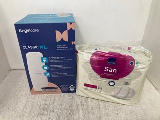 ANGELCARE CLASSIC XL NAPPY BIN TO INCLUDE SAN PREMIUM 21 PACK BLADDER PROTECTION PADS: LOCATION - WH9