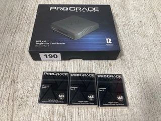 PROGRADE DIGITAL USB 4.0 SINGLE SLOT CARD READER TO INCLUDE 3 X PROGRADE DIGITAL CFEXPRESS TYPE B 165G MEMORY CARDS: LOCATION - WH10