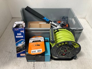 QTY OF ASSORTED ITEMS TO INCLUDE MASTERPLUG POWER AT WORK 25M CABLE REEL: LOCATION - WH10