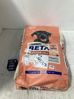 14KG BAG OF PURINA BETA ADULT DOG FOOD WITH SALMON - BBE 05/25 TO INCLUDE PURINA PRO PLAN FORTIFLORA CANINE 30 SACHETS PROBIOTIC- BBE 06/25: LOCATION - WH10