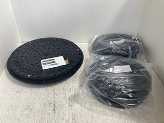 2 X REELS OF 10M BLACK MET 25MM CONTRACTOR HOSING TO INCLUDE DRIVEWAY INSPECTION CHAMBER ROUND MANHOLE COVER: LOCATION - WA11