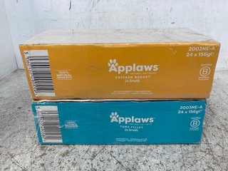 48 X 156G TINS OF APPLAWS CAT FOOD IN BROTH WITH CHICKEN BREAST AND TUNA FILLET - BBE 01/27: LOCATION - A15