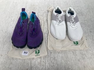 SAGUARO TRAINERS IN WHITE - UK SIZE 8 TO INCLUDE SAGUARO TRAINERS IN BLUE/PURPLE - UK SIZE 6: LOCATION - A11