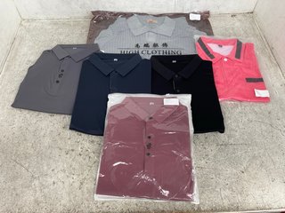 7 X ASSORTED MEN'S CLOTHING IN VARIOUS SIZES TO INCLUDE POLO SHIRT IN BLACK- SIZE UK 60": LOCATION - A10