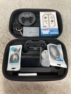 NINTENDO SWITCH GAMING ACCESSORIES IN CARRY CASE TO INCLUDE HEYSTOP PC PROTECTIVE CASE FOR NS OLED: LOCATION - A9