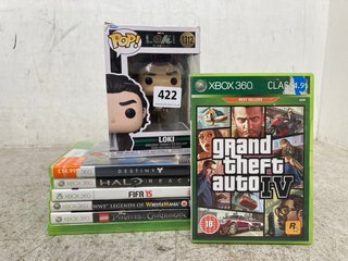 7 X ASSORTED XBOX 360 CONSOLE GAMES TO INCLUDE HALO REACH WITH POP MARVEL LOKI 1312 FIGURE (18+ ID MAY BE REQUIRED): LOCATION - A8