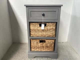 PACIFIC 76-526 DEVONSHIRE GREY PINE WOOD 1 DRAWER 2 BASKET SMALL UNIT - RRP £150: LOCATION - A7