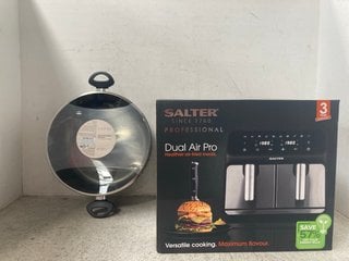 SALTER 7.6L DUAL BASKET AIR FRYER (SEALED) TO INCLUDE LIVING LARGE SAUCEPAN WITH LID: LOCATION - A7