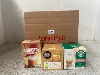 QTY OF ASSORTED BEVERAGE ITEMS TO INCLUDE STARBUCKS NESCAFE DOLCE GUSTO PUMPKIN SPICE LATTE INSTANT COFFEE PODS - BBE 31/05/2025: LOCATION - A6