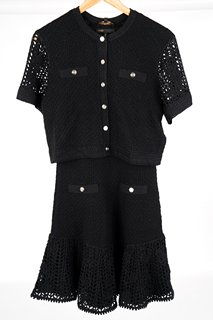 MAJE 2-IN-1 CROCHET DRESS & CARDIGAN IN BLACK - SIZE UK10 - RRP £399: LOCATION - BOOTH