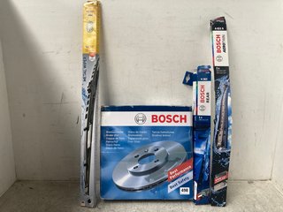 4 X ASSORTED VEHICLE ITEMS TO INCLUDE BOSCH SINGLE PACK BRAKE DISC: LOCATION - A5