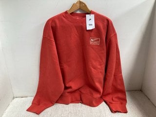 NIKE UNISEX STUSSY EMBROIDERED JUMPER IN RED - UK SIZE SMALL - RRP £295: LOCATION - A2