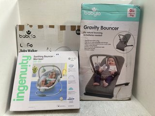 3 X ASSORTED BABY ITEMS TO INCLUDE INGENUITY SOOTHING BOUNCER MORRISON: LOCATION - B1