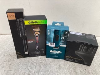 4 X ASSORTED BEAUTY ITEMS TO INCLUDE GILLETTE INTIMATE ELECTRIC RAZOR (PLEASE NOTE: 18+YEARS ONLY. ID MAY BE REQUIRED): LOCATION - B6