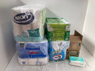 QTY OF ASSORTED MULTI-PACK HOUSEHOLD ITEMS TO INCLUDE NICKY ELITE TOILET ROLLS: LOCATION - B6