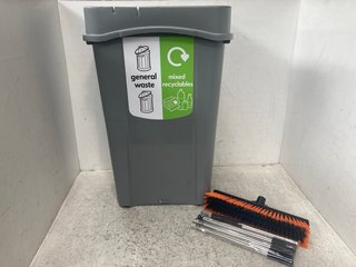 2 SLOT RECYCLING BIN IN GREY TO INCLUDE YARD BROOM OUT: LOCATION - B8