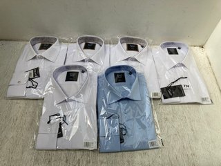 6 X FRATELLI UNITI MILANO MENS POLOS IN VARIOUS DESIGNS & SIZES TO INCLUDE PLAIN WHITE TOP - UK SIZE 17": LOCATION - B11