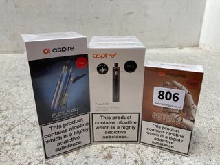 5 X ASSORTED VAPE ITEMS TO INCLUDE ASPIRE GOTEK X VAPE (PLEASE NOTE: 18+YEARS ONLY. ID MAY BE REQUIRED): LOCATION - B13