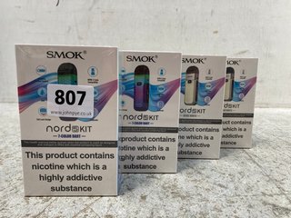 4 X SMOK NORD 5 VAPE KITS (PLEASE NOTE: 18+YEARS ONLY. ID MAY BE REQUIRED): LOCATION - B13