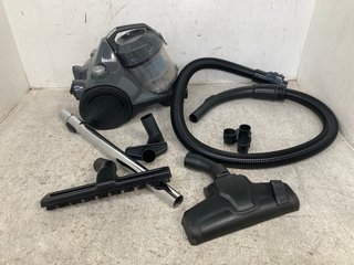 CYLINDER VACUUM CLEANER WITH ATTACHMENTS IN GREY: LOCATION - WH3