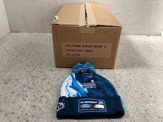 QTY OF FORD M-SPORT RALLY TEAM REVERSIBLE BEANIES IN BLUE & WHITE - ONE SIZE: LOCATION - B14