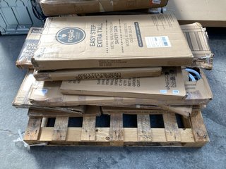 PALLET OF ASSORTED SAFETY GATES TO INCLUDE REGALO METAL WALK THROUGH SAFETY GATE IN BLACK: LOCATION - A5 (KERBSIDE PALLET DELIVERY)