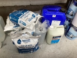 (COLLECTION ONLY) QTY OF ASSORTED CHEMICALS TO INCLUDE HARVEY WATER SOFTENERS TOP UP WITH MINI CURVE 4.5KG: LOCATION - AR1