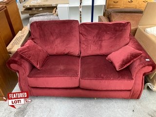 2 SEATER VELVET SOFA IN RED: LOCATION - A2