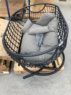 2 SEATER EGG SWING CHAIR IN BLACK/GREY: LOCATION - B1