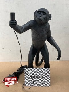 SELETTI STANDING INDOOR/OUTDOOR MONKEY TABLE LAMP IN BLACK RRP £304: LOCATION - BOOTH