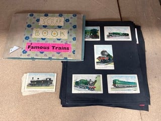 A VINTAGE RAILWAY ENGINE SCRAP BOOK AND TRAIN COLLECTOR'S CARDS ON SHEETS: LOCATION - BR10