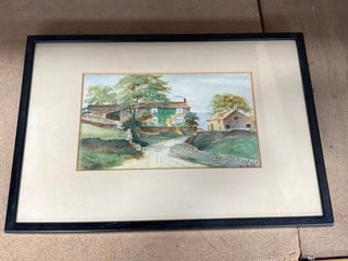 A VINTAGE WATERCOLOUR OF A FARMHOUSE, FRAMED AND GLAZED: LOCATION - BR10