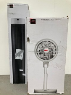 JOHN LEWIS & PARTNERS 30" TOWER FAN IN WHITE TO INCLUDE JOHN LEWIS & PARTNERS 10" PEDESTAL FAN IN WHITE: LOCATION - AR1