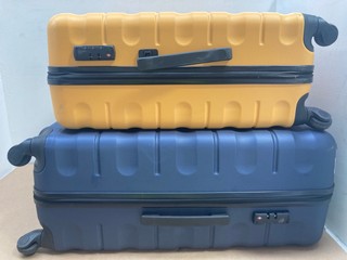 ANYDAY JOHN LEWIS 7 PARTNERS 4 WHEELED LARGE SUITCASE IN NAVY TO INCLUDE ANYDAY JOHN LEWIS & PARTNERS 4 WHEELED MEDIUM SUITCASE IN YELLOW: LOCATION - AR1