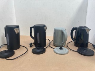 4 X ASSORTED JOHN LEWIS & PARTNERS KETTLES TO INCLUDE JOHN LEWIS PARTNERS 1.7L KETTLE IN MATT BLACK: LOCATION - AR2