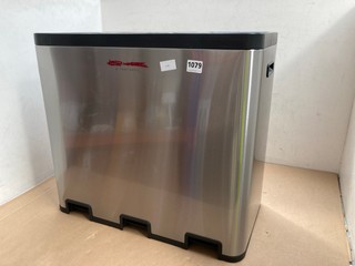 JOHN LEWIS & PARTNERS 3 SECTION RECYCLING PEDAL BIN 60L IN STAINLESS STEEL RRP £110: LOCATION - AR2