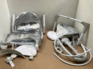 2 X INGENUITY SWING 2 SEAT PORTABLE SWING IN GREY/WHITE: LOCATION - AR3