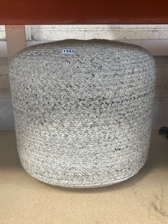 JOHN LEWIS AND PARTNERS ROUND BRAIDED POUFFE IN GREY 38X55CM: LOCATION - AR6