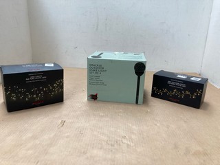 4 X ASSORTED JOHN LEWIS & PARTNERS GARDEN LIGHTING TO INCLUDE JOHN LEWIS & PARTNERS INDOOR OUTDOOR FIRECRACKER LIGHTS 240 WARM WHITE LEDS: LOCATION - AR13