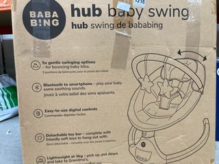 BABA BING HUB BABY SWING IN GREY/WHITE: LOCATION - AR13