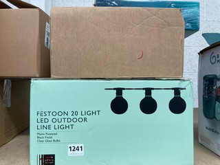 3 X JOHN LEWIS & PARTNERS ITEMS TO INCLUDE JOHN LEWIS & PARTNERS FESTOON 20 LIGHT LED OUTDOOR LINE LIGHTS IN BLACK: LOCATION - AR15