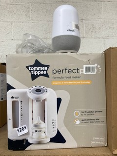 2 X BABY ITEMS TO INCLUDE TOMMEE TIPPEE PERFECT FORMULA FEED MAKER IN WHITE: LOCATION - AR16